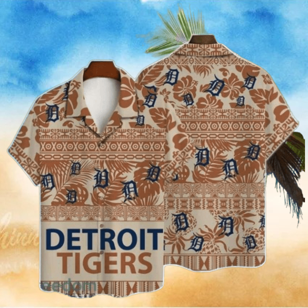 Detroit Tigers Traditional Brown Aloha Shirt Detroit Tigers Traditional Brown Aloha Shirt