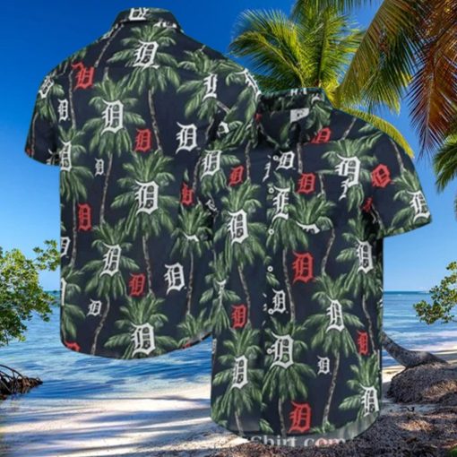 Detroit Tigers Tropical Palm Night Aloha Shirt