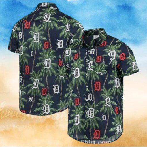 Detroit Tigers Tropical Palm Night Aloha Shirt