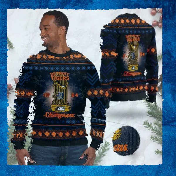 Detroit Tigers World Series Champions MLB Cup Ugly Christmas Sweater Sweathoodie, sweater, longsleeve, shirt v-neck, t-shirt Party