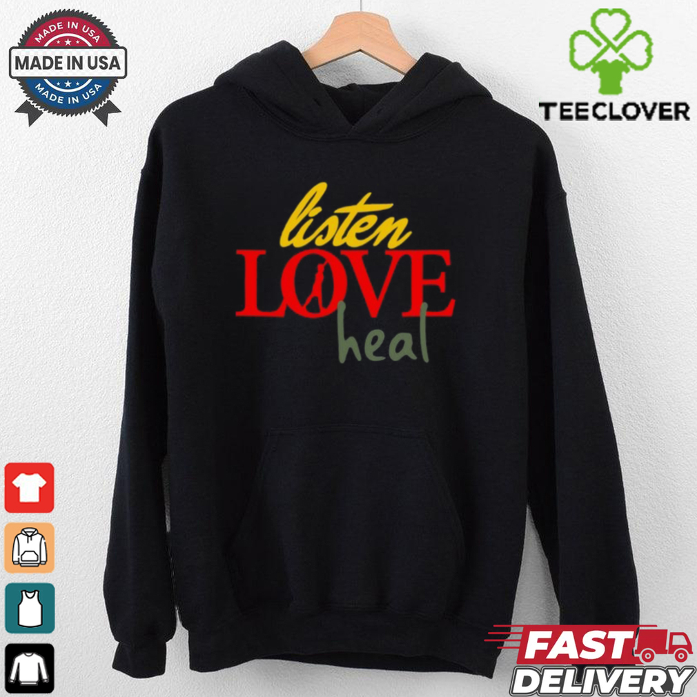 Devale Ellis Wearing Listen Love Heal Shirt Devale Ellis Wearing Listen Love Heal Shirt