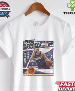 Devin Booker Phoenix Suns NBA Basketball Comic Vintage Shirt, featuring a fun, comic-inspired design with Devin Booker’s name and the Phoenix Suns' logo in a vintage style. This shirt captures the dynamic energy of basketball with a nostalgic flair, making it a perfect choice for fans who want to celebrate both the player and the team in a unique, retro fashion.