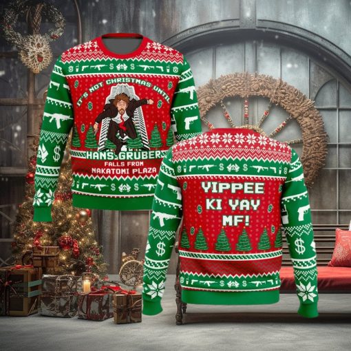 Die Hard Christmas Ugly Sweater Hans Gruber Fall