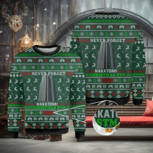 Die Hard Never Forget Nakatomi Plaza Christmas Eve 1988 Ugly Christmas Sweater