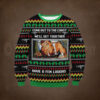Funny Santa Sits On The Chimney Ugly Christmas Sweater Blue