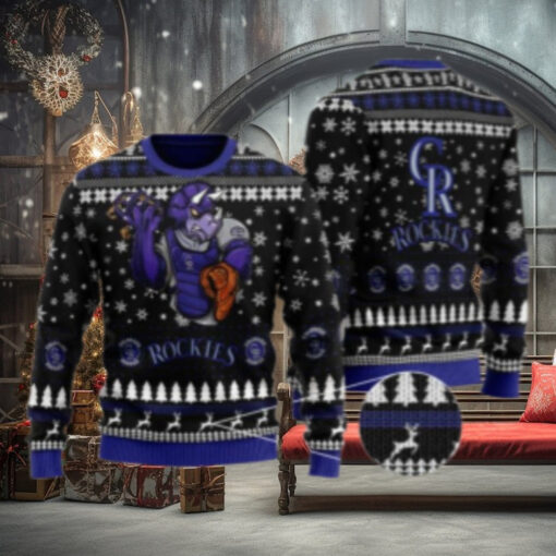Dinosaur Catcher Colorado Rockies Ugly Christmas Sweater