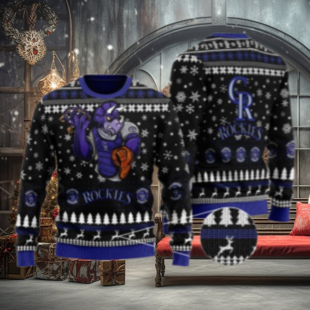 Dinosaur Catcher Colorado Rockies Ugly Christmas Sweater Dinosaur Catcher Colorado Rockies Ugly Christmas Sweater