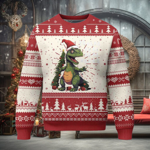 Dinosaur Christmas Ugly Christmas Sweater Fa Ra Ra Ra Rawr Xmas Tree Santa Rex Lover