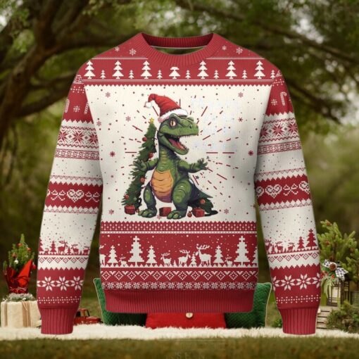 Dinosaur Christmas Ugly Christmas Sweater Fa Ra Ra Ra Rawr Xmas Tree Santa Rex Lover