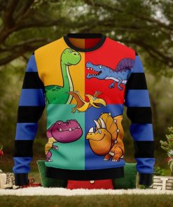 Dinosaur Color Ugly Christmas Sweater