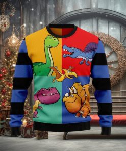 Dinosaur Color Ugly Christmas Sweater