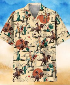 Dinosaur Desert Hawaiian Shirt, Cowboys and Dinosaur Hawaiian, Dinosaur Hawaiian, Jurassic Park Shirt, Tropical Dinosaur, Cowboy Hawaii