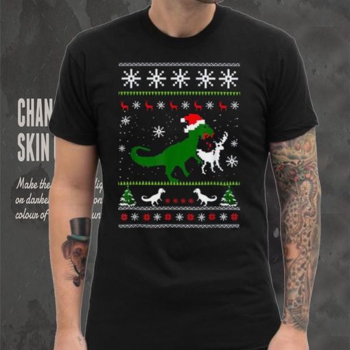 Dinosaur Eating Reindeer Shirt Funny