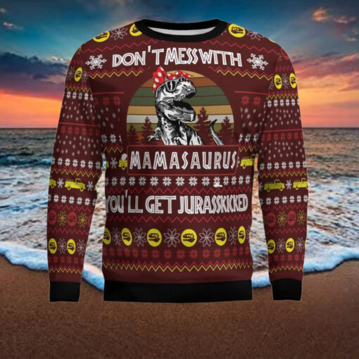 Dinosaur Mom Ugly Christmas Sweater