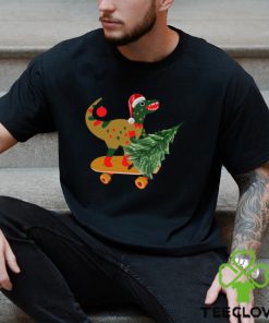 Dinosaur On Skateboard Carries Christmas Tree Classic Shirt