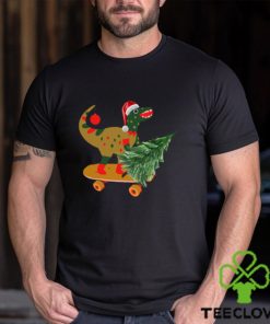 Dinosaur On Skateboard Carries Christmas Tree Classic Shirt