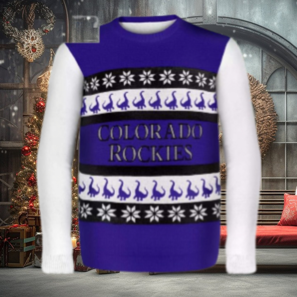 Dinosaur Pattern Colorado Rockies Ugly Christmas Sweater Dinosaur Pattern Colorado Rockies Ugly Christmas Sweater