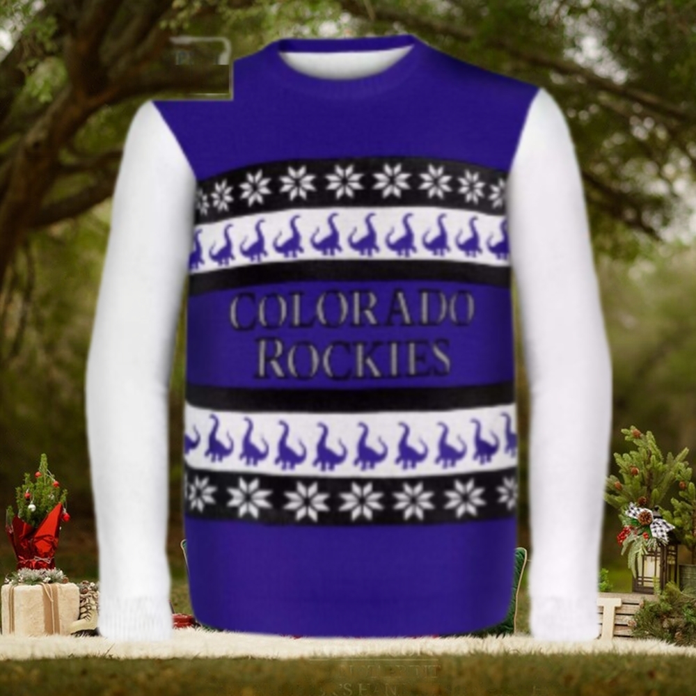 Dinosaur Pattern Colorado Rockies Ugly Christmas Sweater Dinosaur Pattern Colorado Rockies Ugly Christmas Sweater