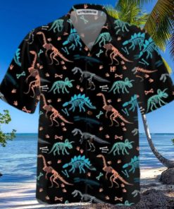 Dinosaur Skeleton Seamless Grunge Pattern Trending Dinosaur Hawaiian Shirt