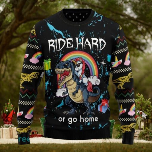 Dinosaur Unicorn Ride Hard, Ugly Christmas Sweatshirt