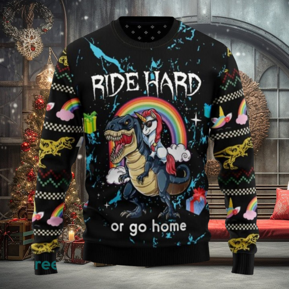 Dinosaur Unicorn Ride Hard, Ugly Christmas Sweatshirt Dinosaur Unicorn Ride Hard, Ugly Christmas Sweatshirt