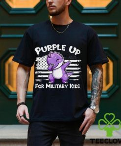 Dinosaur purple up for military kids USA flag shirt