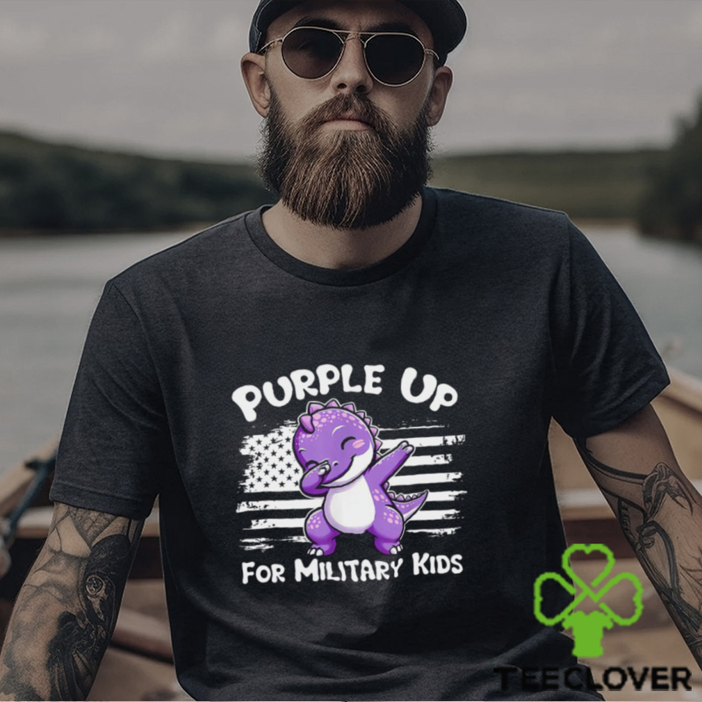 Dinosaur purple up for military kids USA flag shirt Dinosaur purple up for military kids USA flag shirt