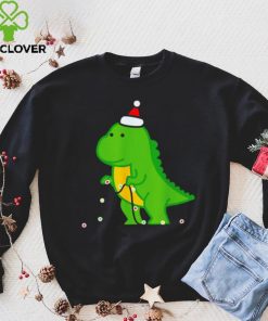 Dinosaur putting up string lights Christmas hoodie, sweater, longsleeve, shirt v-neck, t-shirt