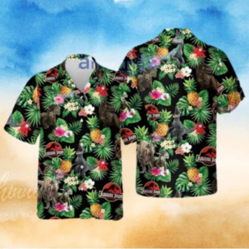 Dinosaurs Pineapple Tropical Flower Summer Jurassic Park Hawaiian Shirt