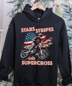 Dirt Bike USA Flag _ Stars Stripes Motorcross Motorbike T Shirt - Limotees