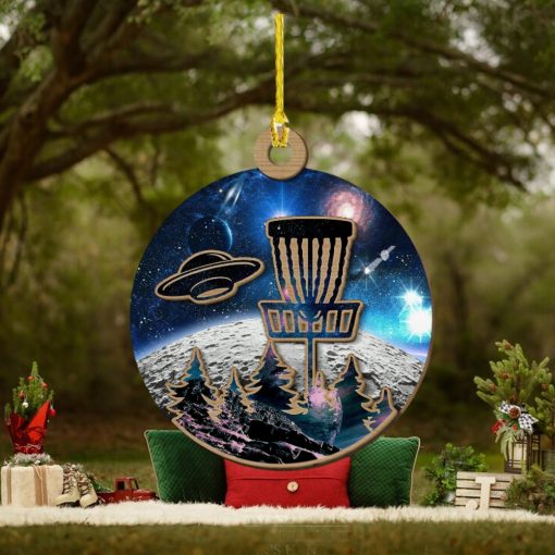 Disc Golf UFO Wood Christmas Ornament