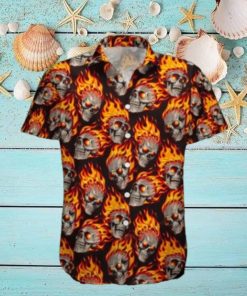 Discover Cool Fire Skull Pattern Aloha Hawaiian Shirt For Men Women