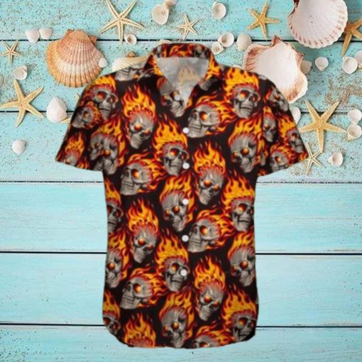 Discover Cool Fire Skull Pattern Aloha Hawaiian Shirt For Men Women