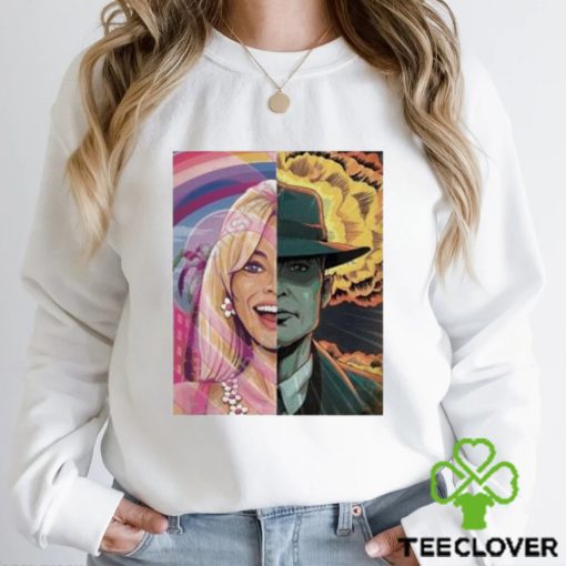 Discussingfilm Barbie Vs Oppenheimer Art By Jonattfieldart hoodie, sweater, longsleeve, shirt v-neck, t-shirt