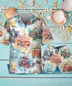 Disney Car Lightning Mcqueen Watercolor Seamless Hawaiian Shirt