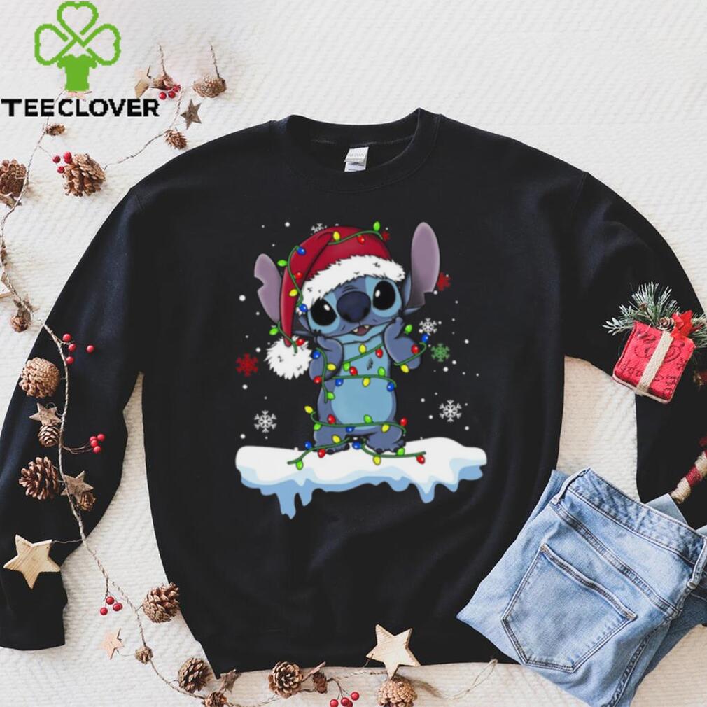 Disney Lilo and Stitch Santa Christmas Lights Shirt Disney Lilo and Stitch Santa Christmas Lights Shirt