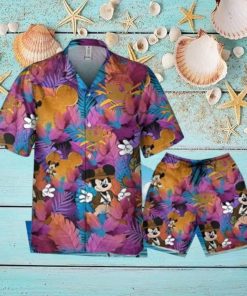 Disney Mickey Indiana Jones Colorful Summer Tropical Hawaii Shirt