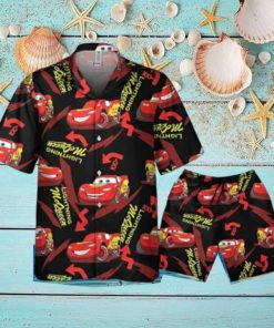 Disney Pixar Cars Lightning McQueen Black And Red Hawaiian Shirt