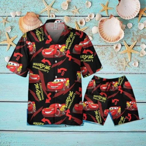 Disney Pixar Cars Lightning McQueen Black And Red Hawaiian Shirt