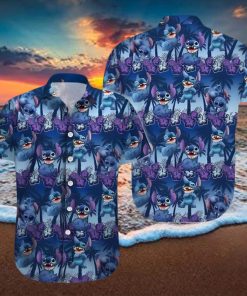 Disney Stitch Hawaiian Shirt Palm Trees Pattern