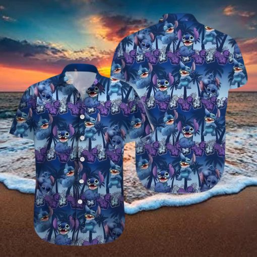 Disney Stitch Hawaiian Shirt Palm Trees Pattern