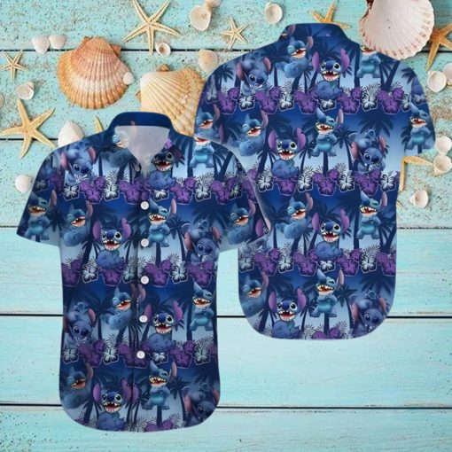 Disney Stitch Hawaiian Shirt Palm Trees Pattern