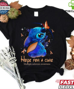 Disney Stitch With Butterfly Hope For A Cure Multiple Sclerosis Awareness T Shirt