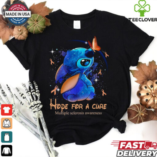 Disney Stitch With Butterfly Hope For A Cure Multiple Sclerosis Awareness T Shirt