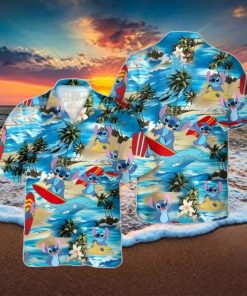 Disneyy Palm Tree Stitch Surfing Beach Hawaiian Shirt Unique Gift