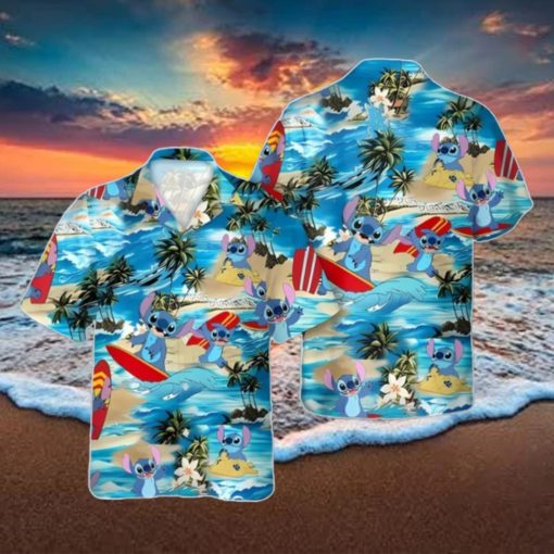 Disneyy Palm Tree Stitch Surfing Beach Hawaiian Shirt Unique Gift