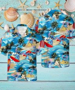 Disneyy Palm Tree Stitch Surfing Beach Hawaiian Shirt Unique Gift