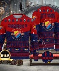 Djurgårdens IF Ugly Christmas Sweater Logo Custom Name Gift Fans