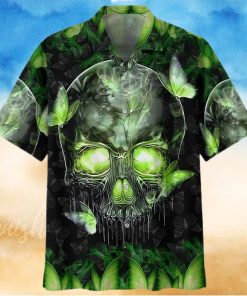 Buy Skull Magic Butterfly Green Hawaiian Shirt Aloha Beach