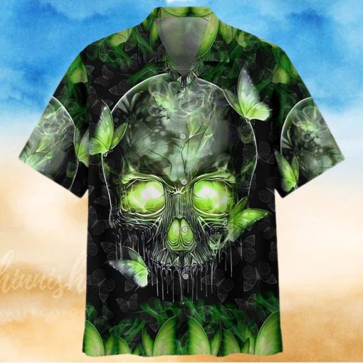 Buy Skull Magic Butterfly Green Hawaiian Shirt Aloha Beach